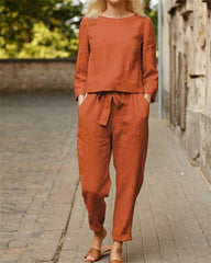 Clidress Cotton Linen Casual Soft 2 Pieces Set