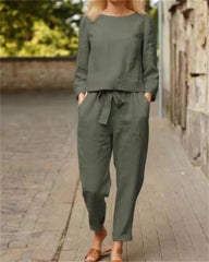 Clidress Cotton Linen Casual Soft 2 Pieces Set