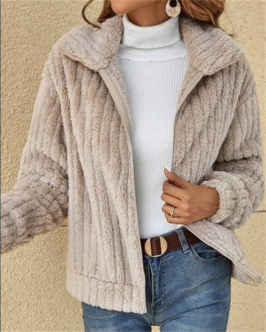 Clidress Lapel Button Down Overcoat Woollen Coat