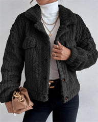 Clidress Lapel Button Velvet Jacket Coat
