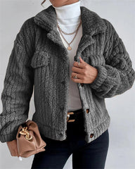 Clidress Lapel Button Velvet Jacket Coat