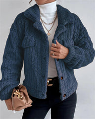 Clidress Lapel Button Velvet Jacket Coat