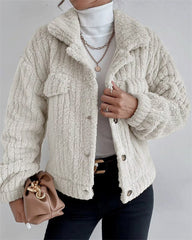Clidress Lapel Button Velvet Jacket Coat