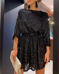 Clidress Sequin Bling Party Mini Dress