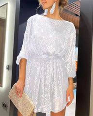 Clidress Sequin Bling Party Mini Dress