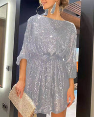 Clidress Sequin Bling Party Mini Dress