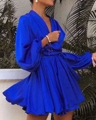 Clidress Wrap Silk Feel Sweet Mini Dress
