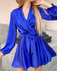 Clidress Wrap Silk Feel Sweet Mini Dress