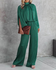 Clidress O Neck Split Bat Sleeve Jumpsuit