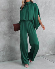 Clidress O Neck Split Bat Sleeve Jumpsuit
