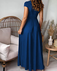 Clidress Deep V Neck High Split Maxi Dress