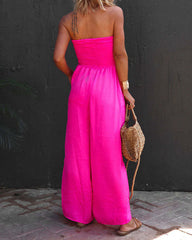 Clidress Elastic Tube Top Wide Leg Jumpsuit