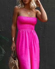 Clidress Elastic Tube Top Wide Leg Jumpsuit