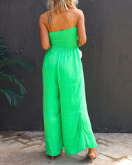 Clidress Elastic Tube Top Wide Leg Jumpsuit