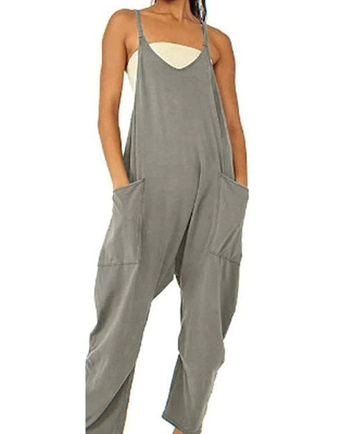 Clidress Slip Big Pocket Overalls Jumpsuit