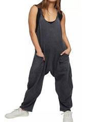 Clidress Slip Big Pocket Overalls Jumpsuit