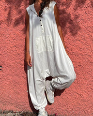 Clidress Solid Roomy Fit Hooded Jumpsuit
