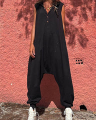 Clidress Solid Roomy Fit Hooded Jumpsuit