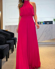 Clidress Halter Neck Wide Leg Jumpsuit