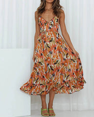 Clidress V Neck Slip Colorful Printed Boho Dress