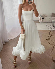 Clidress Slip A Line 3D Flower Hem Party Dress