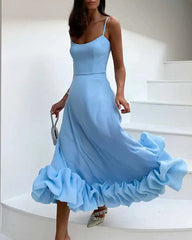 Clidress Slip A Line 3D Flower Hem Party Dress