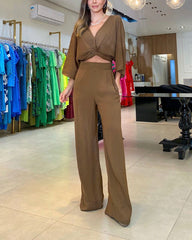 Clidress 3/4 Sleeve Casual Top & Pants Set