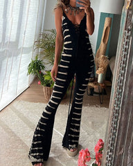 Clidress Boho Music Festival Printing Hot Jumpsuit