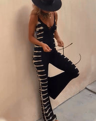 Clidress Boho Music Festival Printing Hot Jumpsuit