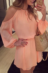 Clidress Off Shoulder Chiffon Mini Dress