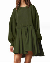 Clidress Patchwork Sweatshirt Loose Dress