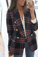 Clidress Plaid British Style Cardigan