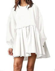 Clidress Patchwork Sweatshirt Loose Dress