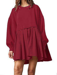 Clidress Patchwork Sweatshirt Loose Dress