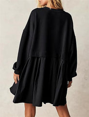 Clidress Patchwork Sweatshirt Loose Dress