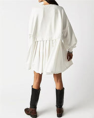 Clidress Patchwork Sweatshirt Loose Dress