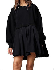 Clidress Patchwork Sweatshirt Loose Dress