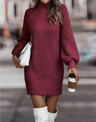 Clidress 2023 Turtleneck Knitting Sweater Dress