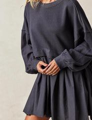 Clidress Patchwork Sweatshirt Loose Dress