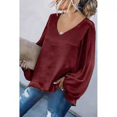 Clidress Silk Feel Casual Loose Blouse Top
