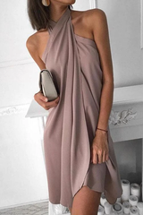 Clidress Hanging Neck Wrap Mini Dress