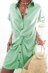 Clidress Striped Trist Knot  Shirt Dress