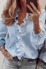 Clidress  Deep V Neck Scallop Shirt