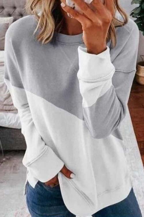 Clidress Patchwork Grey&White Sweatshirt
